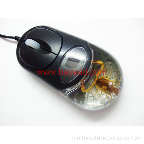 Real Scorpion Insect Amber Optical Computer Mouse For Gift , Novelties
